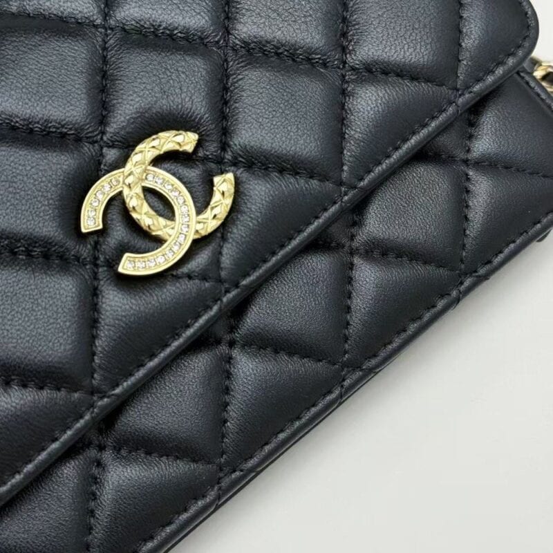 【AT10218】Chanelシリーズ ラムスキンチェーンバッグ 黒 ステッチラムスキングレイン | Chanel