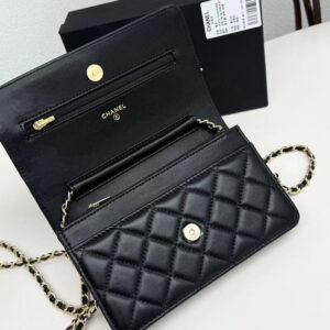 【AT10218】Chanelシリーズ ラムスキンチェーンバッグ 黒 ステッチラムスキングレイン | Chanel