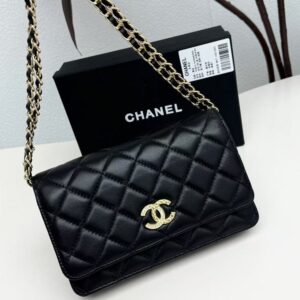 【AT10218】Chanelシリーズ ラムスキンチェーンバッグ 黒 ステッチラムスキングレイン | Chanel