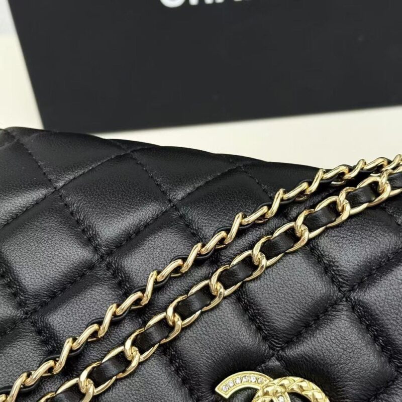 【AT10218】Chanelシリーズ ラムスキンチェーンバッグ 黒 ステッチラムスキングレイン | Chanel