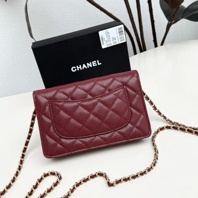 【AT10219】シャネル Chanel 羊革チェーンバッグ ワインレッド ミニバッグ カードスロット付き | Chanel