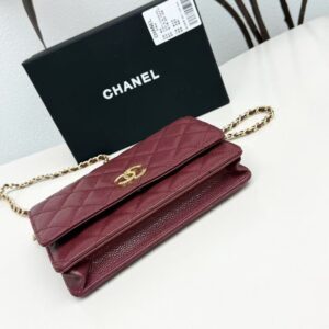 【AT10219】シャネル Chanel 羊革チェーンバッグ ワインレッド ミニバッグ カードスロット付き | Chanel