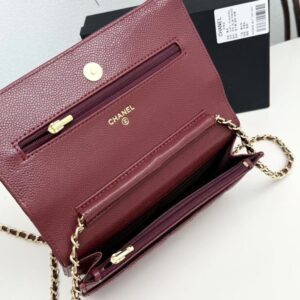 【AT10219】シャネル Chanel 羊革チェーンバッグ ワインレッド ミニバッグ カードスロット付き | Chanel