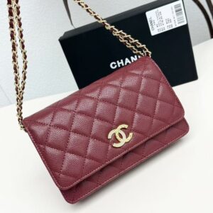 【AT10219】シャネル Chanel 羊革チェーンバッグ ワインレッド ミニバッグ カードスロット付き | Chanel