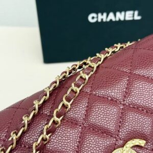【AT10219】シャネル Chanel 羊革チェーンバッグ ワインレッド ミニバッグ カードスロット付き | Chanel
