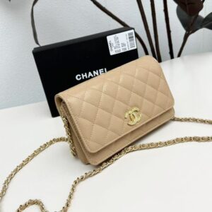 【AT10220】ChanelのクラシックなWOCシリーズショルダーバッグ - 豪華なアプリコットカラーの羊革 - 女性のユニークな気質を演出する | Chanel