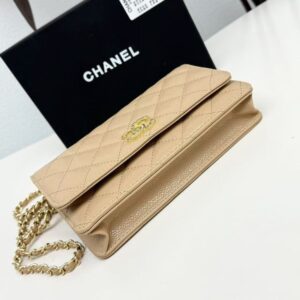 【AT10220】ChanelのクラシックなWOCシリーズショルダーバッグ - 豪華なアプリコットカラーの羊革 - 女性のユニークな気質を演出する | Chanel
