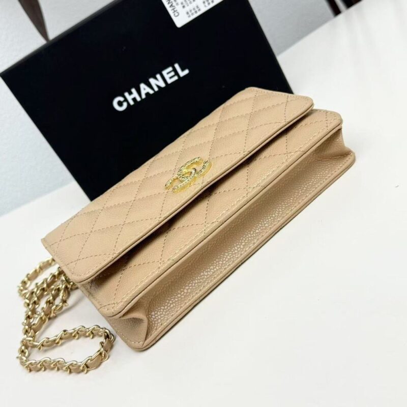 【AT10220】ChanelのクラシックなWOCシリーズショルダーバッグ - 豪華なアプリコットカラーの羊革 - 女性のユニークな気質を演出する | Chanel