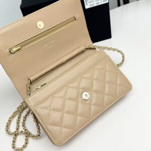 【AT10220】ChanelのクラシックなWOCシリーズショルダーバッグ - 豪華なアプリコットカラーの羊革 - 女性のユニークな気質を演出する | Chanel