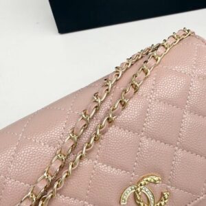 【AT10221】Chanel CFシリーズ 羊革チェーンバッグ - 優しいピンク色 エレガントな19cmサイズ | Chanel