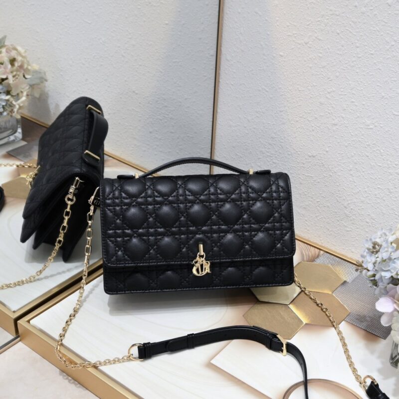 【AT10583】ディオール（Dior）のクラシックな黒い羊皮ハンドバッグ24*7.5*14cm | Christian Dior