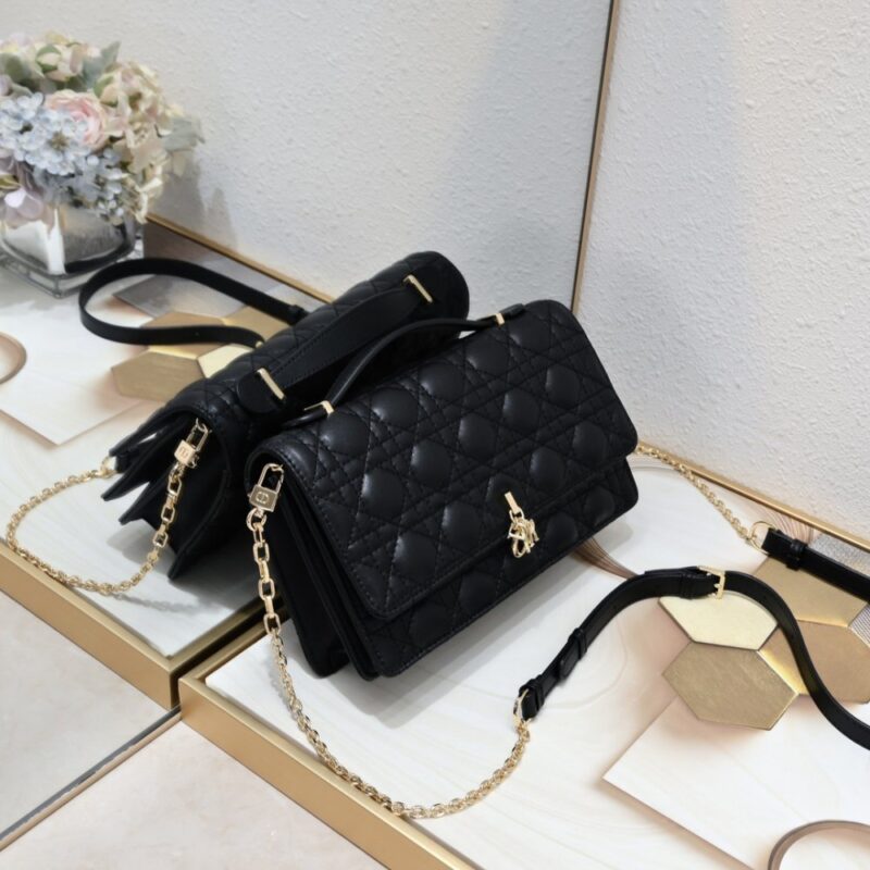 【AT10583】ディオール（Dior）のクラシックな黒い羊皮ハンドバッグ24*7.5*14cm | Christian Dior