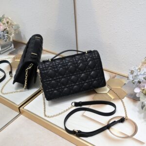 【AT10583】ディオール（Dior）のクラシックな黒い羊皮ハンドバッグ24*7.5*14cm | Christian Dior