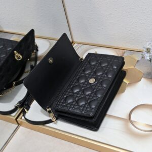 【AT10583】ディオール（Dior）のクラシックな黒い羊皮ハンドバッグ24*7.5*14cm | Christian Dior