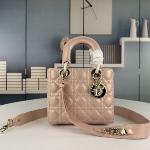 【AT10586】エレガントな女性のためのDior Ladyシリーズ ピンクレザーハンドバッグ | Christian Dior