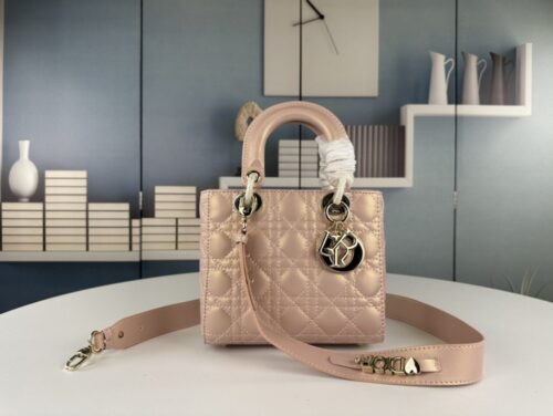【AT10586】エレガントな女性のためのDior Ladyシリーズ ピンクレザーハンドバッグ | Christian Dior