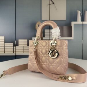 【AT10586】エレガントな女性のためのDior Ladyシリーズ ピンクレザーハンドバッグ | Christian Dior
