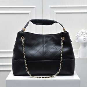 【AT10597】シャネルインスパイア ダイヤ型柄 トートバッグ 黒 本革 高級 ブランドのエレガンス | Chanel