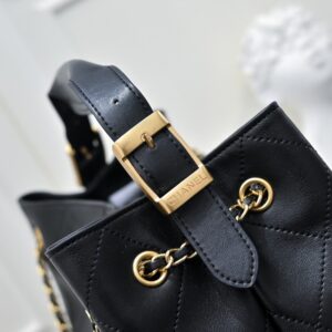 【AT10597】シャネルインスパイア ダイヤ型柄 トートバッグ 黒 本革 高級 ブランドのエレガンス | Chanel