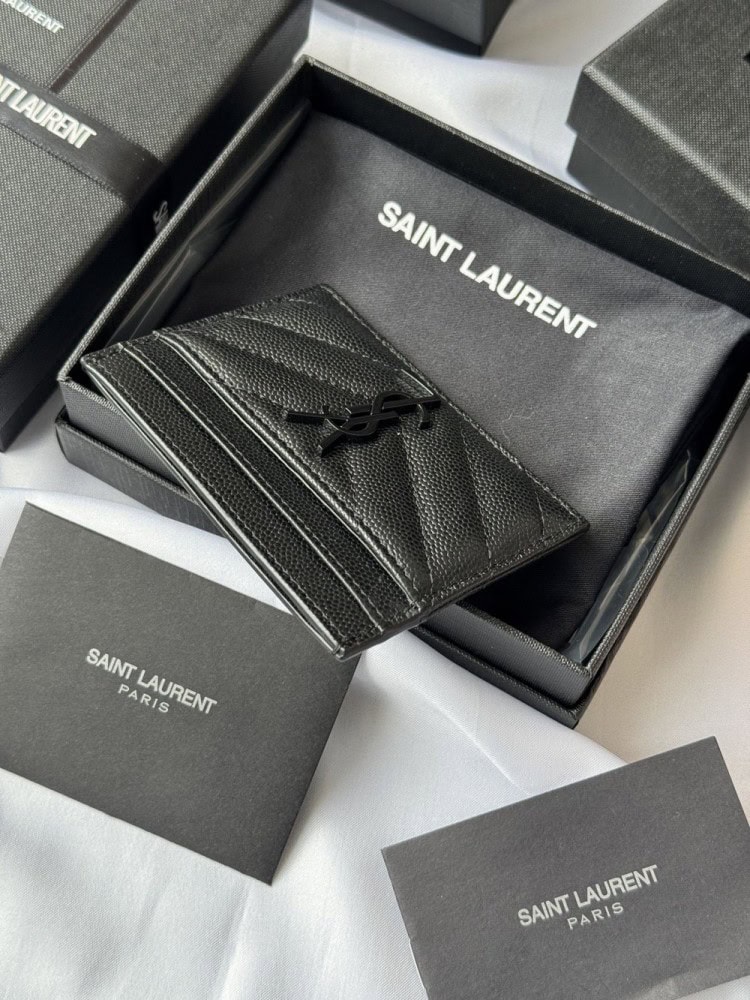 【AT10610】サンローランのクラシックなMonogram球状牛革カードケース | Saint Laurent Paris