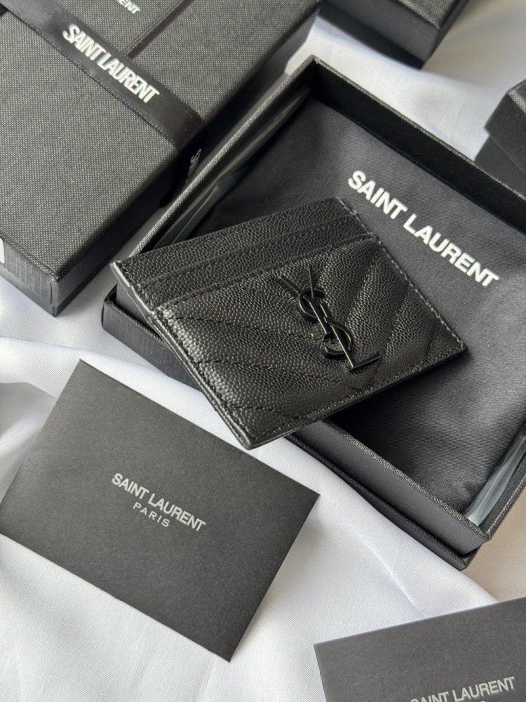 【AT10610】サンローランのクラシックなMonogram球状牛革カードケース | Saint Laurent Paris