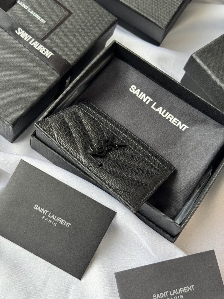 【AT10610】サンローランのクラシックなMonogram球状牛革カードケース | Saint Laurent Paris