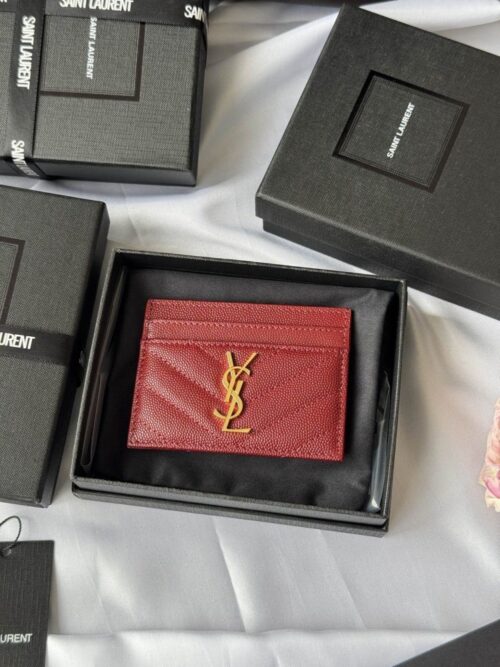 【AT10611】高級球面加工牛革カードケース YSL MONOGRAMシリーズ | Yves Saint Laurent