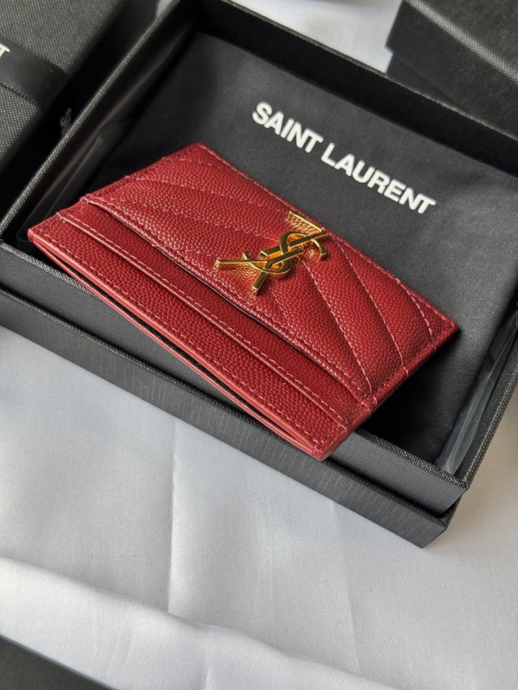 【AT10611】高級球面加工牛革カードケース YSL MONOGRAMシリーズ | Yves Saint Laurent
