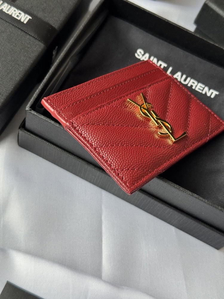 【AT10611】高級球面加工牛革カードケース YSL MONOGRAMシリーズ | Yves Saint Laurent