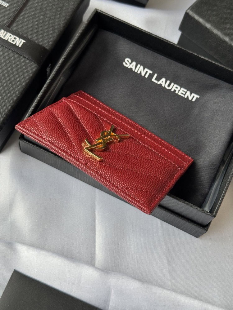 【AT10611】高級球面加工牛革カードケース YSL MONOGRAMシリーズ | Yves Saint Laurent