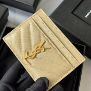 【AT10614】サンローランYSLの高級金色ヤギ革カードケース、エレガントで実用的なデザイン | Saint Laurent