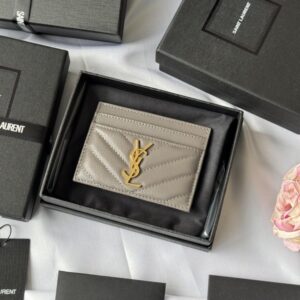 【AT10615】Saint Laurent モノグラム カードケース - 高品質な球面牛革とYSL金属ロゴが魅力的 | YSL