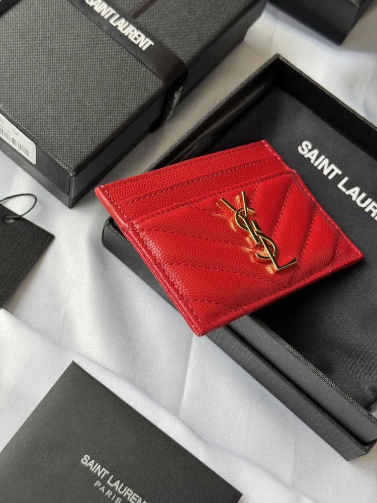 【AT10616】サンローランYSLメタルロゴ付き高級カードケース | YSL