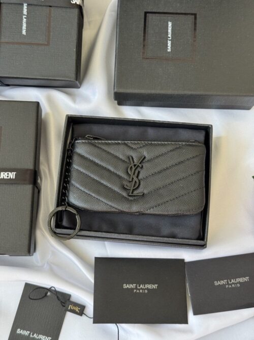 【AT10621】サンローラン クラシックVラインシリーズ ブラックレザーミニウォレット | Saint Laurent Paris