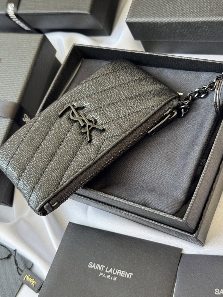 【AT10621】サンローラン クラシックVラインシリーズ ブラックレザーミニウォレット | Saint Laurent Paris
