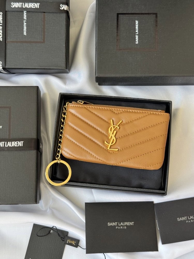 【AT10623】サンローランYSL アプリコットカラーミニコインケース-エレガントで実用的な高級レザーアクセサリー | YSL