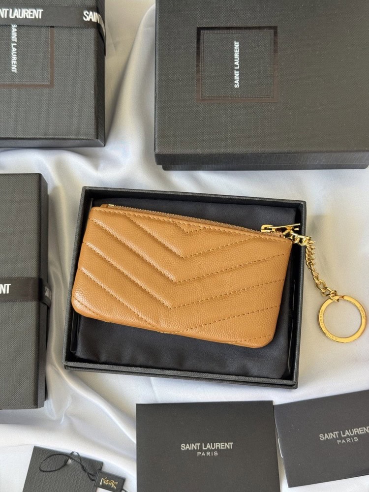 【AT10623】サンローランYSL アプリコットカラーミニコインケース-エレガントで実用的な高級レザーアクセサリー | YSL