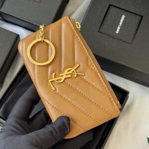 【AT10623】サンローランYSL アプリコットカラーミニコインケース-エレガントで実用的な高級レザーアクセサリー | YSL