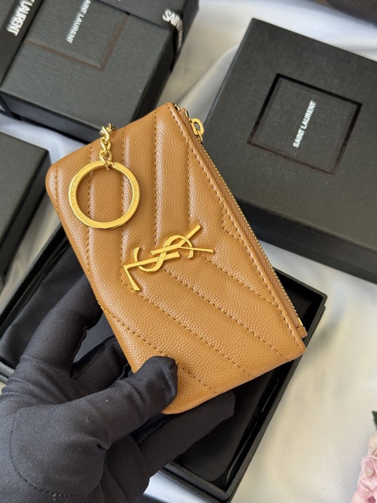 【AT10623】サンローランYSL アプリコットカラーミニコインケース-エレガントで実用的な高級レザーアクセサリー | YSL