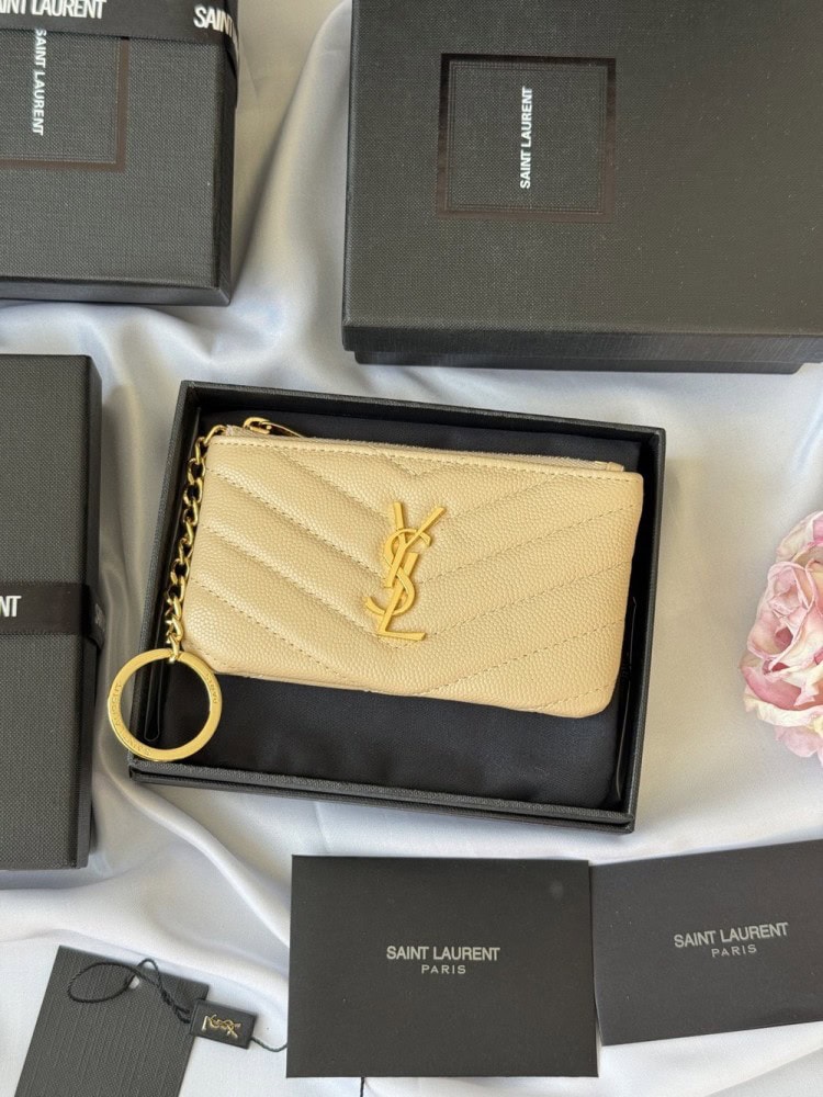 【AT10625】セイント ローラン YSL ミニ型押し牛革コインケース | デザイン豪華で多機能、エレガントなライフスタイルに対応 | Yves Saint Laurent