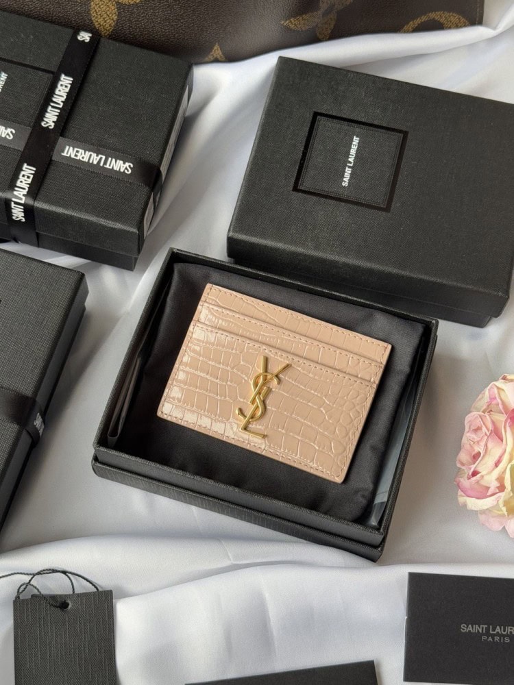【AT10632】サンローラン YSL クラシックワニ柄カードケース、優雅な質感とファッション感を兼ね備えた高級アクセサリー | YSL