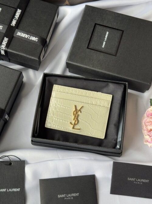 【AT10639】Saint Laurentサンローランの高級ワニ柄カードケース、優雅な贅沢感を表現 | Saint Laurent