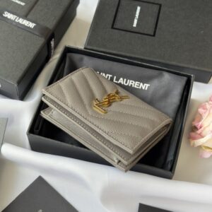 【AT10647】Saint Laurent サンローラン キャビア柄レザーショートウォレット | Saint Laurent Paris