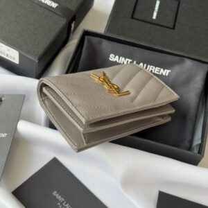 【AT10647】Saint Laurent サンローラン キャビア柄レザーショートウォレット | Saint Laurent Paris