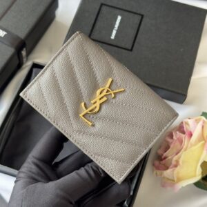 【AT10647】Saint Laurent サンローラン キャビア柄レザーショートウォレット | Saint Laurent Paris