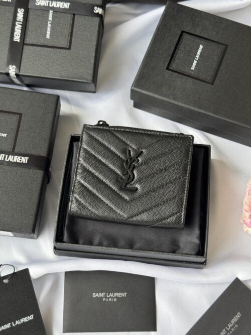 【AT10650】セント ローラン Classic カビア柄 多機能 ウォレット YSL ブラック | YSL