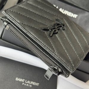 【AT10650】セント ローラン Classic カビア柄 多機能 ウォレット YSL ブラック | YSL