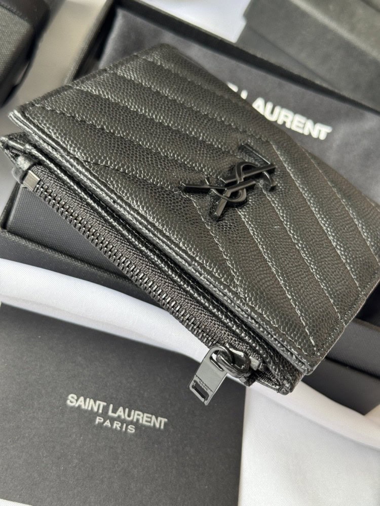 【AT10650】セント ローラン Classic カビア柄 多機能 ウォレット YSL ブラック | YSL