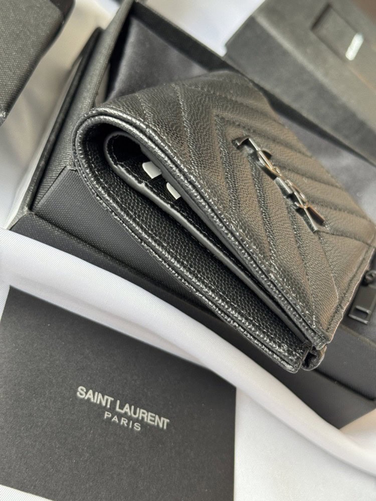 【AT10650】セント ローラン Classic カビア柄 多機能 ウォレット YSL ブラック | YSL