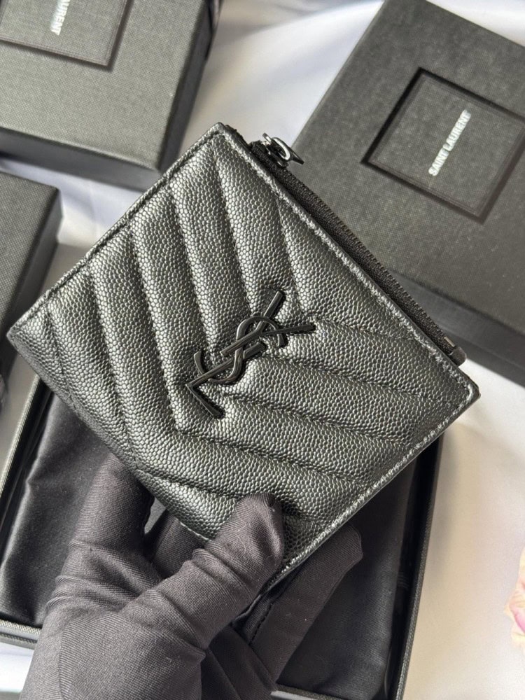 【AT10650】セント ローラン Classic カビア柄 多機能 ウォレット YSL ブラック | YSL